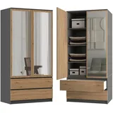 Top e shop Kleiderschrank SS-90L 90 x 180 x 50 cm Grau/Eiche