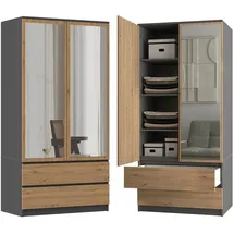 Top e shop Kleiderschrank SS-90L 90 x 180 x 50 cm Grau/Eiche