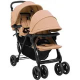 vidaXL Tandem-Zwillingskinderwagen Taupe Stahl