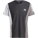 adidas Men's Own The Run Colorblock Tee T-Shirt, Black/Halo Silver/Grey Five, L