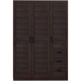 [en.casa] Kleiderschrank Finning 176x120x52 cm 3 Schubladen Walnuss, dunkel