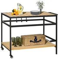 Outsunny Servierwagen, Barbecue Trolley mit 2 Regalen Haken, für