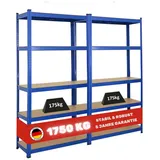Proregal Lagerregal Metall 180x90x40 cm blau 5 Fachböden