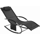 Sobuy - OGS28-SCH Swingliege, Schaukelliege, Sonnenliege, Schaukelstuhl Liegestuhl,Gartenliege mit Tasche, Saunaliegen Kippliegen Gewebe in schwarz