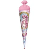 ROTH Schultüte groß Einhorn Beauty 70cm - Glitter, rund Rot(h)-Spitze, Filzverschluss - Zuckertüte Einhorn Beauty Schulanfang