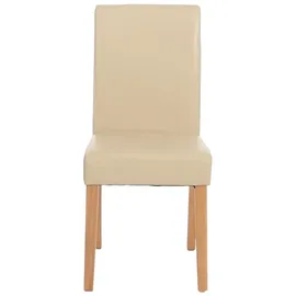 Mendler 2er-Set Esszimmerstuhl Stuhl Küchenstuhl Littau ~ Kunstleder, creme, helle Beine