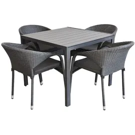 VCM ebuy24 Noma Gartentisch 90x90 cm Schwarz und Schwarz