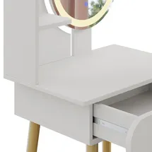 Vicco Schminktisch Edda LED-Spiegel Hocker 60 x 76 cm Weiß Frisiertisch modern