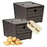 GarPet Kartoffelkiste 2er Set Aufbewahrungsbox Obst Gemüse Zwiebel 40 x 30 x 20 cm braun