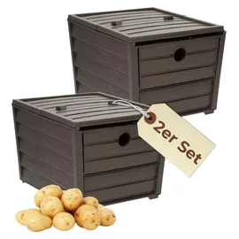 GarPet Kartoffelkiste 2er Set Aufbewahrungsbox Obst Gemüse Zwiebel 40 x 30 x 20 cm braun