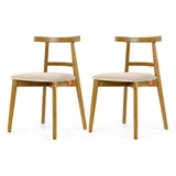 Konsimo Holzstuhl LILIO creme 2er Set