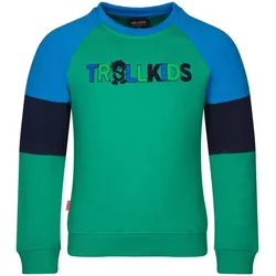 Kinder Sweatshirt Trollfjord Pfeffergrün/Marineblau/Hellblau Gr. 116 - 6 Jahre