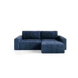 furnisell Eckcouch Cord mit Schlaffunktion 2-Sitzer Blau