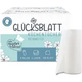 Glücksblatt Küchentücher, 9 Rollen á 100 Blatt, 3-lagige Küchenrollen Großpackung, plastikfrei, nachhaltig, Haushaltsrollen, Allzwecktücher, Papiertücher, Papierhandtücher, Küchenpapier