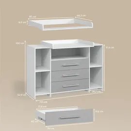 livinity® Wickelkommode Torino Weiß/Grau