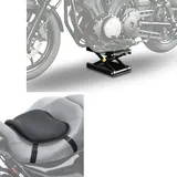 Set: Motorrad Hebebühne Midlift M passend für Chopper / Custombike bis kg sw ConStands mit Gel Sitzkissen L univ. sw CB39594