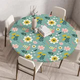 Muiuou Elastische Tischdecke Rund Abwaschbar, Blume Drucken Wasserdicht Antifouling Küchentisch Outdoor Rund Tischdecken Gartentisch Geeignet für Dekoration (Durchmesser 100cm,Stil 6)