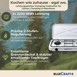 Bluecraft Gaskocher 2-flammig Campingkocher