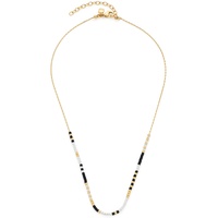 LEONARDO Osira CIAO Halskette aus Edelstahl 1 Stück, filigrane Halskette aus Miyuki-Glasperlen, Perlenkette schwarz/gold/weiß, Damenschmuck, 022289