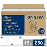 TORK Papierhandtücher 290190 H3 Advanced schnellauflösend Zick-Zack-Falzung 2-lagig 3.750 Tücher