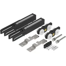 Helm 140 Schiebetürbeschlag Set für Holzschiebetüren mit Einzugsdämpfung, ohne Laufschiene