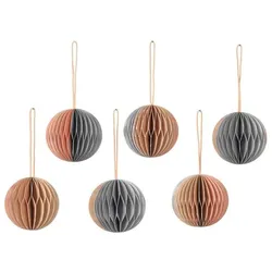 Broste Copenhagen Weihnachtsschmuck Ball Papier 6tlg. Set beige/blau