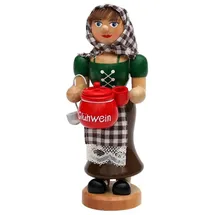 Dekohelden24 Räuchermännchen Glühweinfrau mit rauchenden Glühweintopf 19 cm