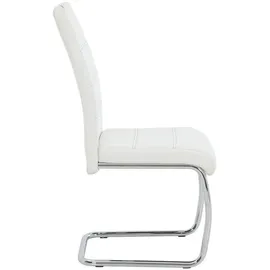 Hela Tische, 2er Set Schwingstuhl, Küchenstuhl Flora, Kunstleder Weiß, Griffmulde, Metallgestell verchromt, 42x57x98 cm) - Lederlook - BHT 42x98x57 cm