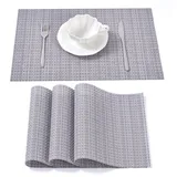 simurq Platzset - Tischsets Abwaschbar / Rutschfest und Waschbar, (Platzdeckchen in 45x30 cm - Tischunterlage -, 4-St., Set mit 4 oder 6 Tischsets), Tischuntersetzer für Esszimmer und Küche grau
