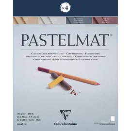Clairefontaine Zeichenblock Pastelmat 12 Blatt 24 x 30 cm 360 g dunkelblau/hellblau/rot/gelb