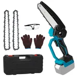 Mini Akku Kettensäge Kompatibel mit Makita 18V Lithium-Akku, 6 Zoll Mini Bürstenlose Kettensäge mit 2 Ketten, für Gartenarbeit, Holzschneiden und Beschneiden (Ohne Akku, Ohne Ladegerät)