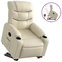 vidaXL Relaxsessel mit Aufstehhilfe Kunstleder 93 x 99,5 x 93 cm Creme