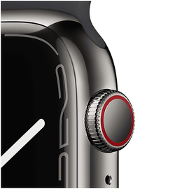 Apple Watch Series 7 GPS + Cellular 45 mm Edelstahlgehäuse graphit, Sportarmband mitternacht