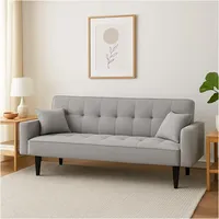 Hti-Living HTI-Living, Sofa + Bettsofa, Modernes Schlafsofa 3-Sitzer Grau Klappsofa mit Schlaffunktion Couch inklusive 2 Zierkissen