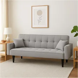 Hti-Living HTI-Living, Sofa + Bettsofa, Modernes Schlafsofa 3-Sitzer Grau Klappsofa mit Schlaffunktion Couch inklusive 2 Zierkissen