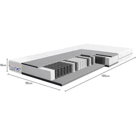 TULENA NOX Federkernmatratze Taschenfederkern Matratze 90 x 190 cm, H2 + H3, - Bezug waschbar - Basic