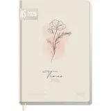 Häfft Häfft-Timer Buchkalender 2026 A5 "Dainty Flower" JANUAR DEZEMBER 2026, Hardcover Kalender, Terminplaner für junge Erwachsene - nachhaltig & klimafreundlich