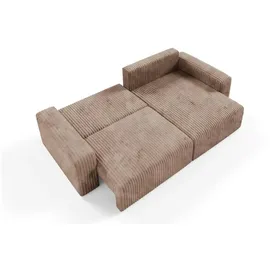 furnisell Eckcouch Cord 2-Sitzer Braun