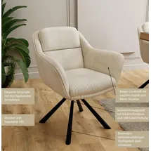 s-style möbel Carl Polsterstuhl Cord beige