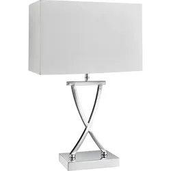 Club Tischleuchte X Base, Chrome, White Rectangle Shade