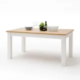 Landhaus Küchentisch in Weiß und Eichefarben 160 cm breit