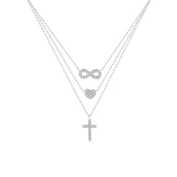 Elli Infinity Herz Kreuz Kristall 925 Sterling Silber Ketten   Damen