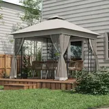 Pavillon mit Doppeldach, 3x3 m Wasserabweisend Stabil Winterfest Gartenpavillon