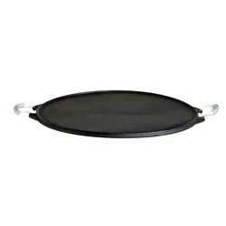 Gusseisen-Grillplatte Light Ø 25 cm mit abnehmbaren Edelstahl-Griffen für vielseitigen Einsatz: Grillen, Kurzgebratenes - robust, einfach zu reinige