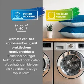 Wometo Kissenbezug Wende-Design 80 x 80 cm Blau