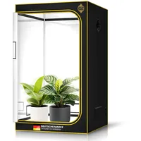 THE GROW Edelweiss PRO Growzelt 90x90x180 cm, lichtdichte Growbox für Indoor-Pflanzen, PAR-White Innenfläche, 2000D Black-Armor, 16 mm Metallrahmen, SBS-Reißverschluss, Bodenwanne