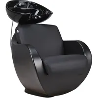 AYALA Friseurstuhl mit Waschbecken THOMAS schwarz Friseurwaschbecken Friseur Waschplatz Rückwärtswaschsessel Salon Friseursessel Waschsessel Schwarz