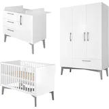 roba Babyzimmer-Komplettset »Mika«, weiß Schlafzimmermöbel-Sets, mit grauen Füßen im Retro Look