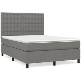 vidaXL Boxspringbett 140 x 200 cm Dunkelgrau