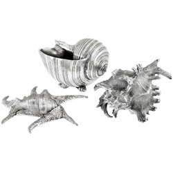 Casa Padrino Luxus Aluminium Muscheln Antik Silber - Deko 3er Set